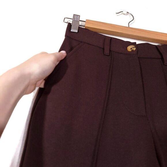 NWT Urban Outfitters UO Isabella Ponte High-Waisted Flare Pant in Chocolate XS - Picture 4 of 12